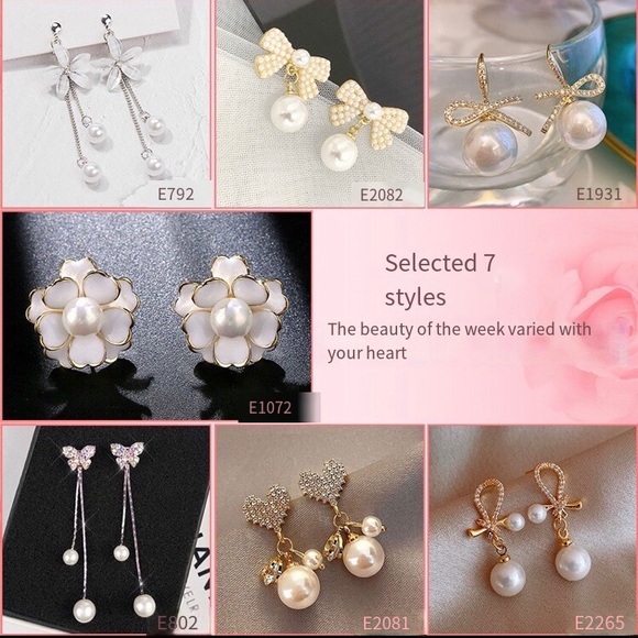 New 925 Silver Small Fragrance Earrings One Week Stud Set - Picture 2 of 5